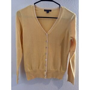 Brooks Brothers Cardigan Sweater Womens P/S Yellow‎ Long Sleeve Button Up
